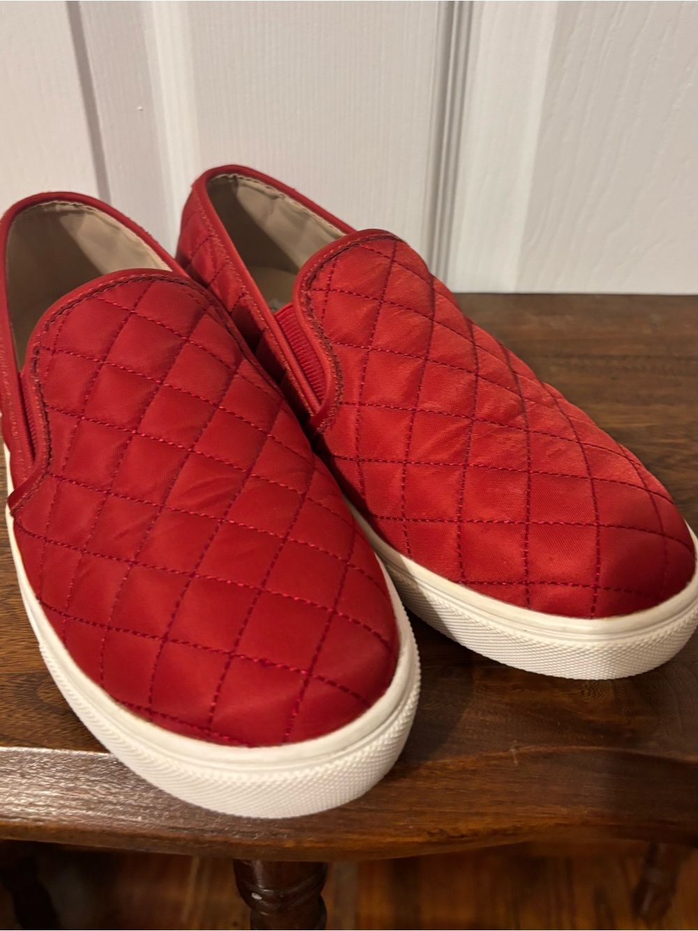 Steve Madden Quilted Red Slip-On Shoes